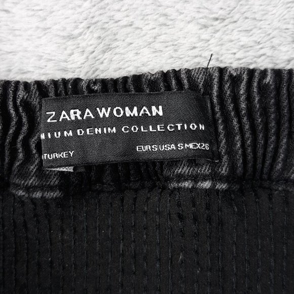 Zara Woman Black Denim Bell Sleeve Crop Top S - Picture 5 of 9